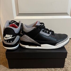 SOLD Jordan 3 retro black cement 2024 authentic Men's Black and Gray Sneakers